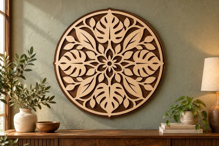 Botanical Mandala Wall Art Laser Cut SVG File botanical mand example image 1