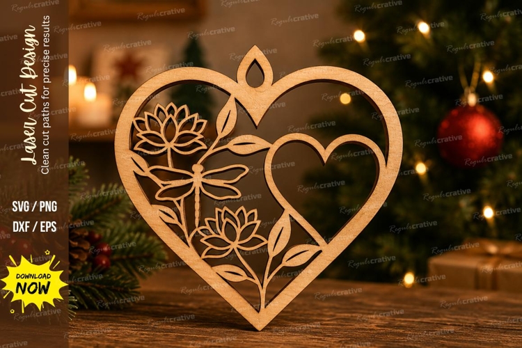 Rose Double Heart Laser Cut SVG File