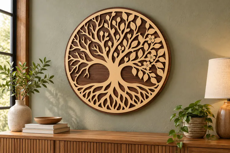 Round Nature Tree Wall Art Laser Cut SVG File tree wall art