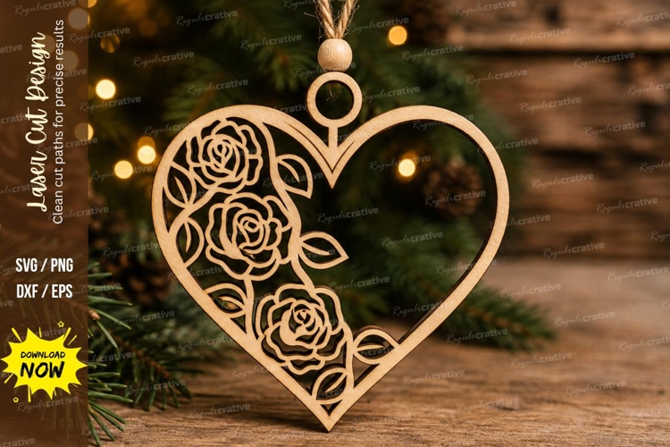 Rose Heart Laser Cut SVG File