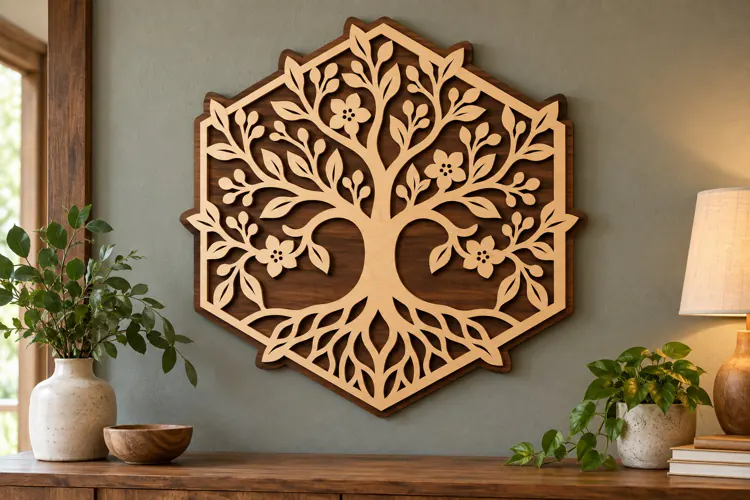 Hexagon Tree of Life Laser Cut SVG File tree of life svg,