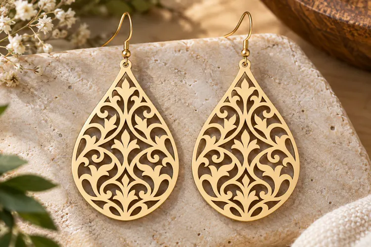 Floral Arch Earrings Laser Cut SVG File floral earrings svg,