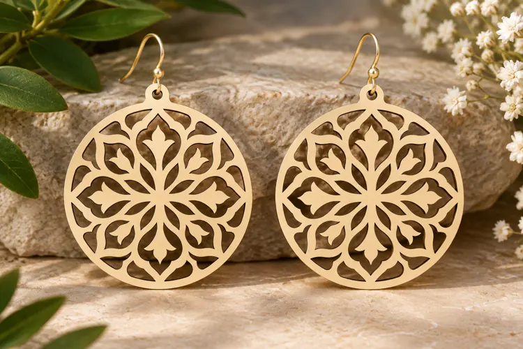 Floral Round Earrings Laser Cut SVG File floral earrings svg