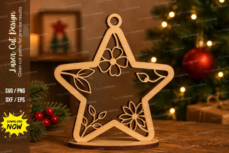 Flower Star Ornament Laser Cut SVG File