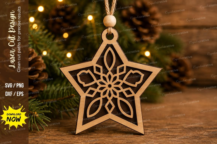 Poinsettia Star Laser Cut SVG File