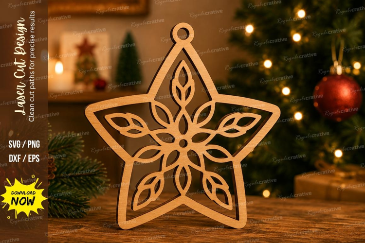 Floral Star Laser Cut SVG File floral star