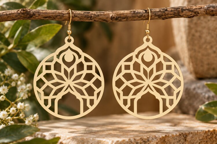 Tree of Life Earrings Laser Cut SVG File tree earrings svg, example image 1