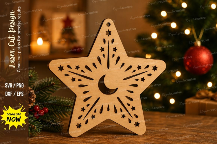 Celestial Moon Star Laser Cut SVG File moon star