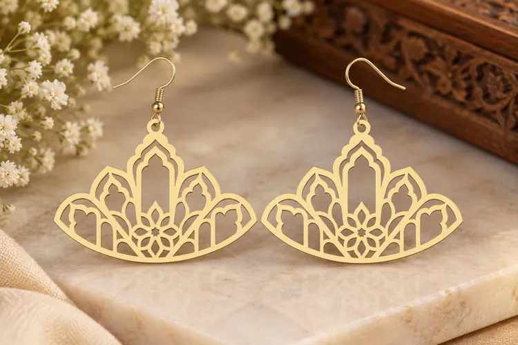 Floral Fan Earrings Laser Cut SVG File floral fan earrings,