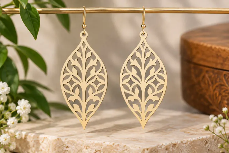 Botanical Leaf Earrings Laser Cut SVG File leaf earrings svg