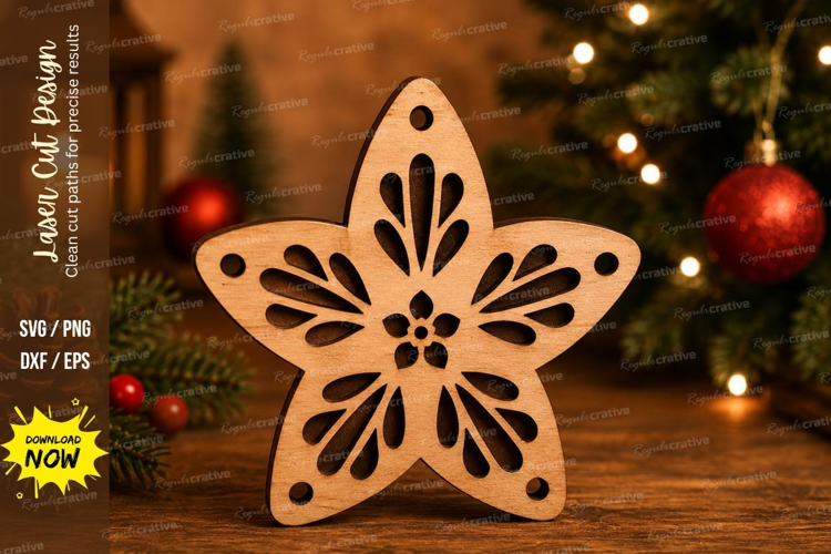 Flower Star Laser Cut SVG File flower star