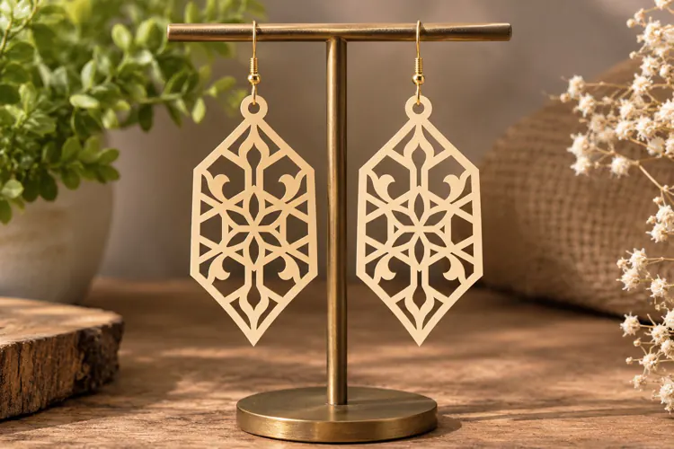 Geometric Floral Earrings Laser Cut SVG File geometric earri