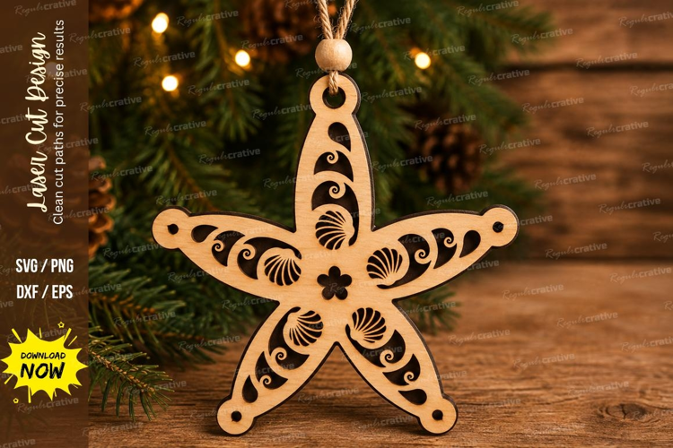 Mandala Star Ornament Laser Cut SVG File mandala star