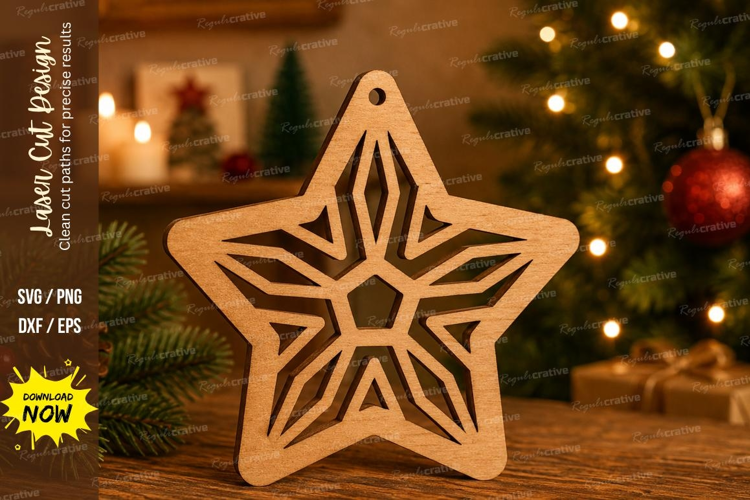 Layered Geometric Star Laser Cut SVG File