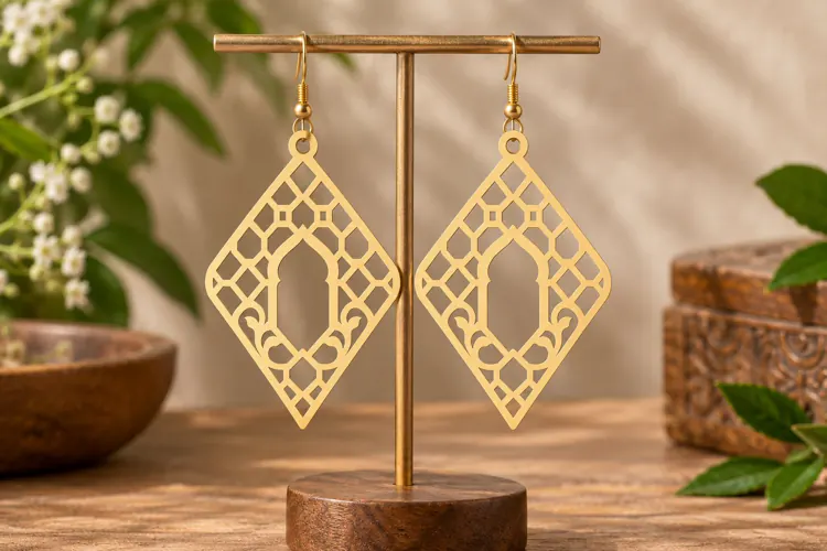 Geometric Diamond Earrings Laser Cut SVG File diamond earri