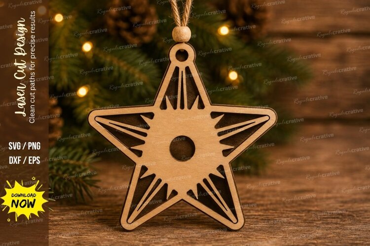 Sunburst Star Ornament Laser Cut SVG File example image 1