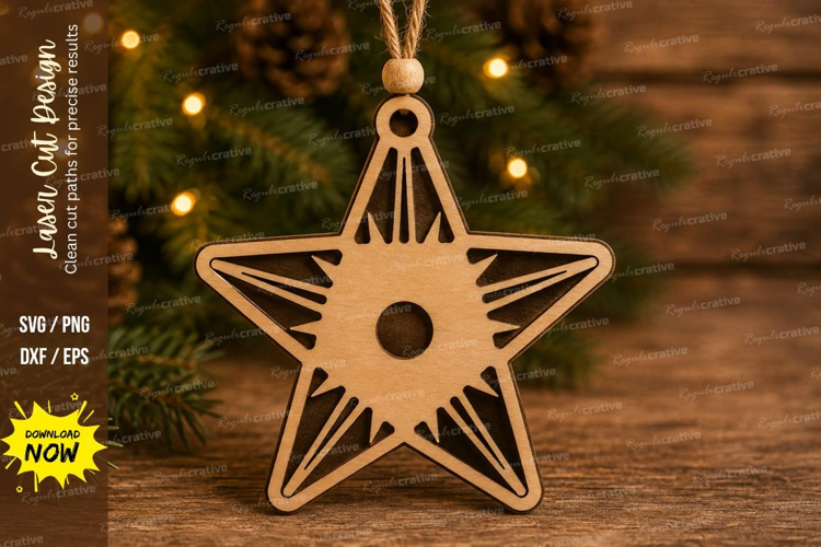 Sunburst Star Ornament Laser Cut SVG File