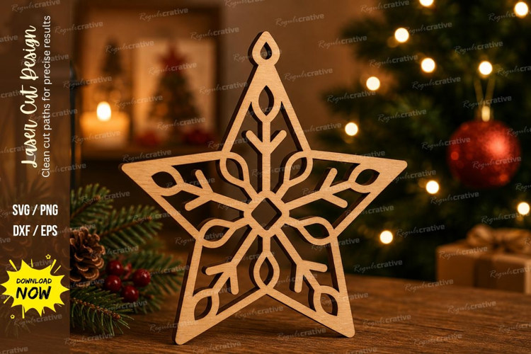 Geometric Star Ornament Laser Cut SVG