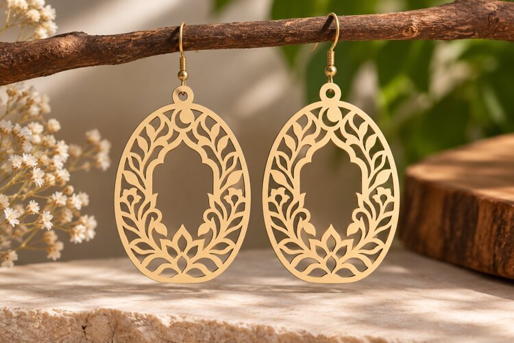 Geometric Dangle Earrings Laser Cut SVG File geometric earri example image 1