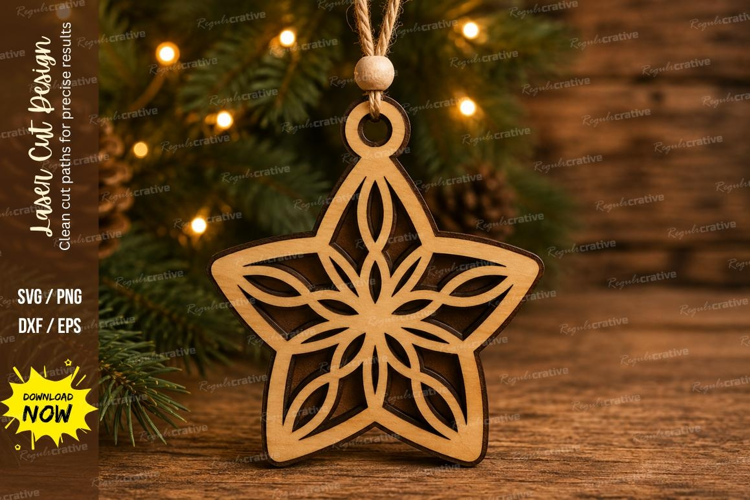 Lotus Star Ornament Laser Cut SVG File