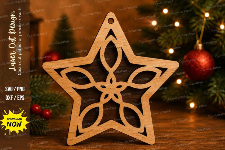 Floral Geometric Star Laser Cut SVG File floral