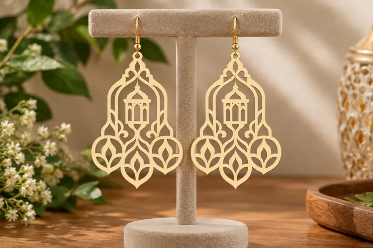 Ornate Lantern Earrings Laser Cut SVG File lantern earrings