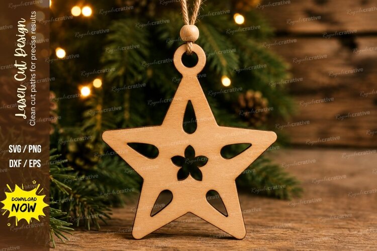 Flower Star Ornament Laser Cut SVG File example image 1