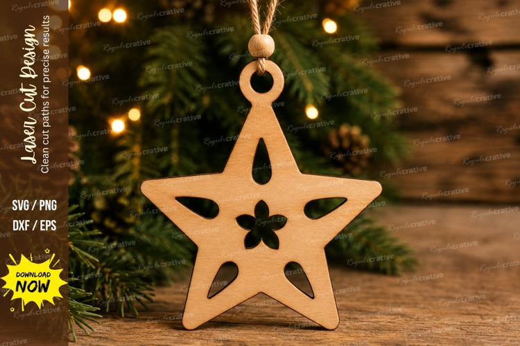 Flower Star Ornament Laser Cut SVG File