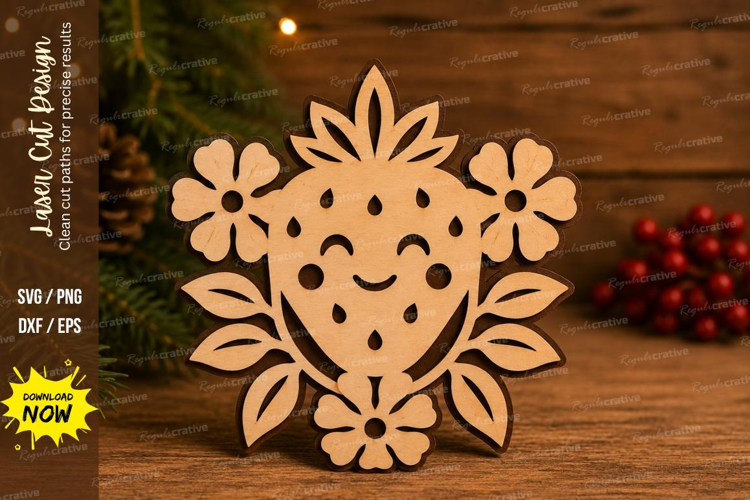 Floral Strawberry Laser Cut SVG File strawberry