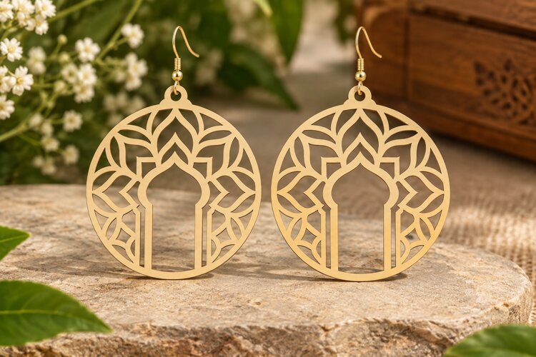 Geometric Arch Earrings Laser Cut SVG File geometric earring example image 1
