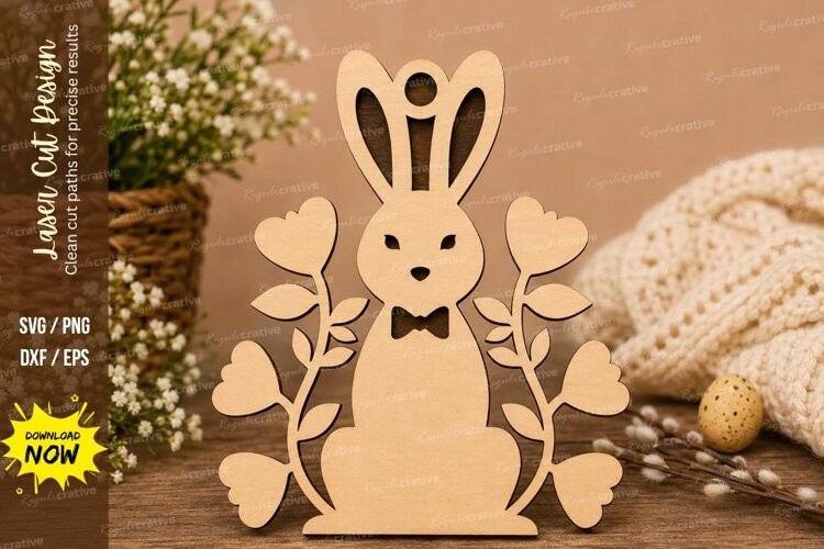 Cute Bunny Heart Laser Cut SVG File bunny example image 1