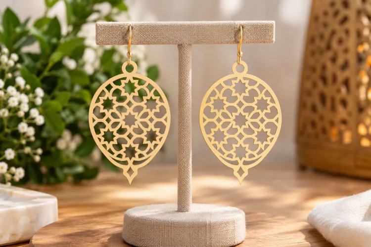 Floral Oval Dangle Earrings Laser Cut SVG File floral earrin