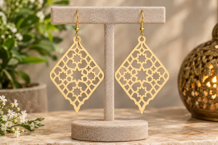 Geometric Diamond Earrings Laser Cut SVG File diamond earrin