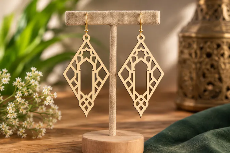 Geometric Leaf Earrings Laser Cut SVG File geometric earring