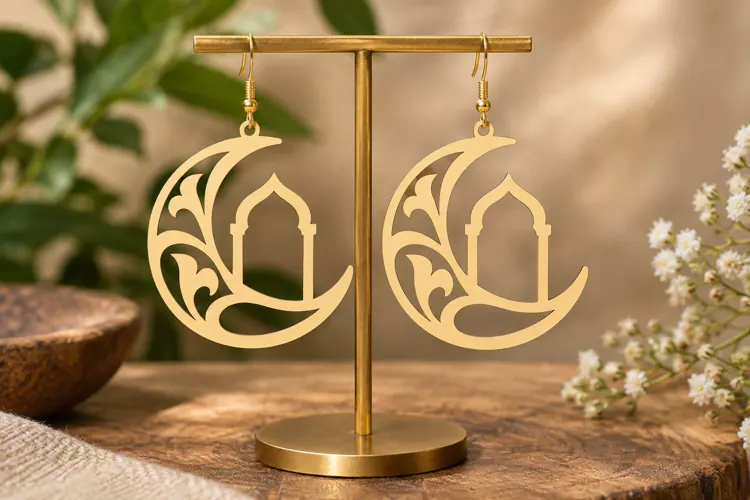 Crescent Arch Earrings Laser Cut SVG File crescent earrings,