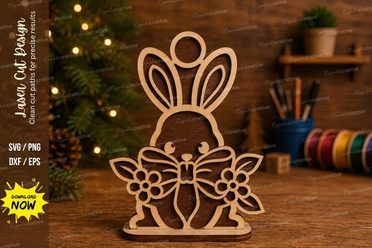 Bunny Flower Pot Laser Cut SVG File bunny flower example image 1