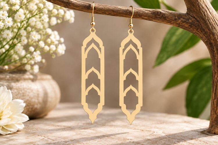 Minimal Geometric Earrings Laser Cut SVG File geometric earr example image 1