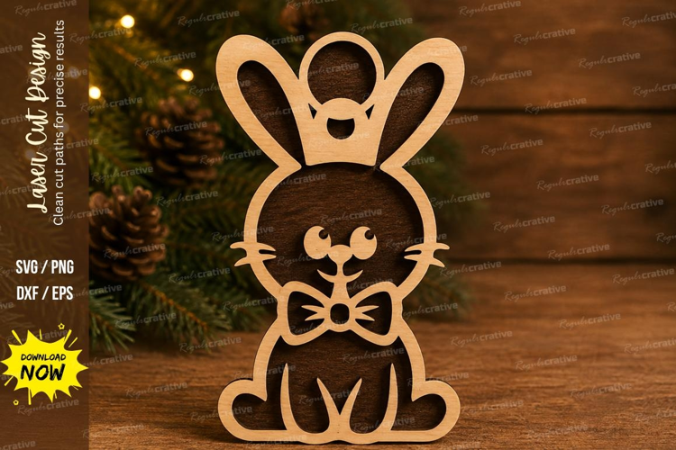 Cute Bow Bunny Laser Cut SVG File bow bunny