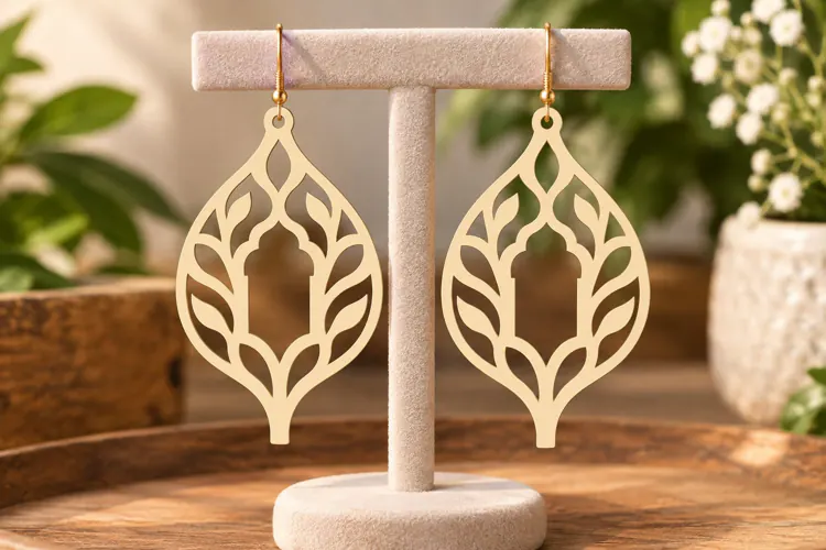 Botanical Leaf Earrings Laser Cut SVG File leaf earrings svg