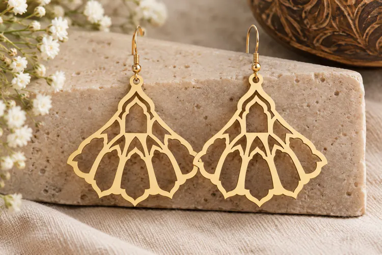 Floral Fan Earrings Laser Cut SVG File floral fan earrings,