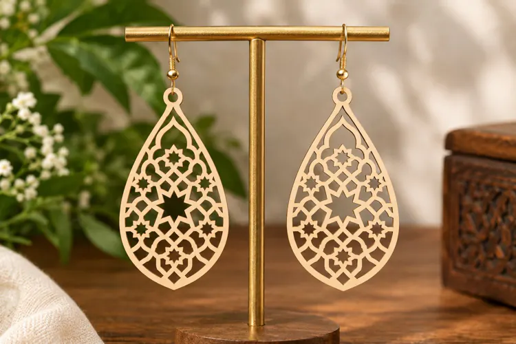 Geometric Oval Earrings Laser Cut SVG File geometric earring