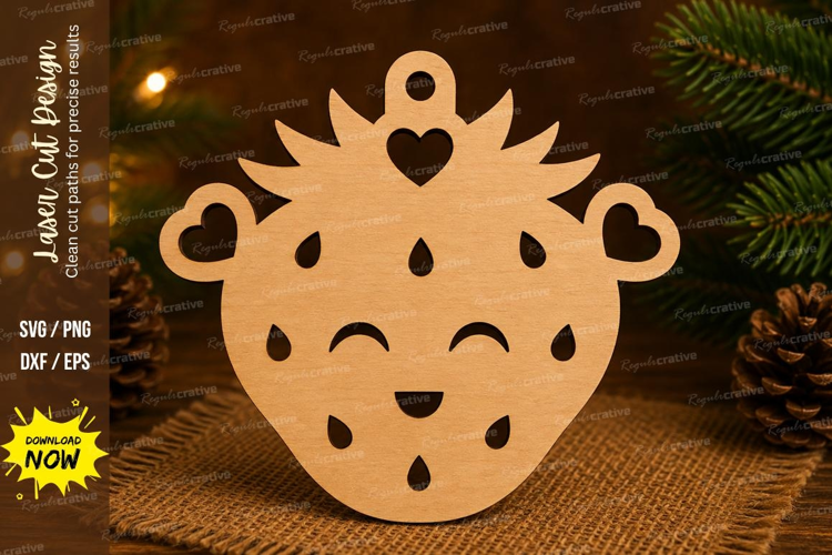 Cute Strawberry Ornament Laser Cut SVG