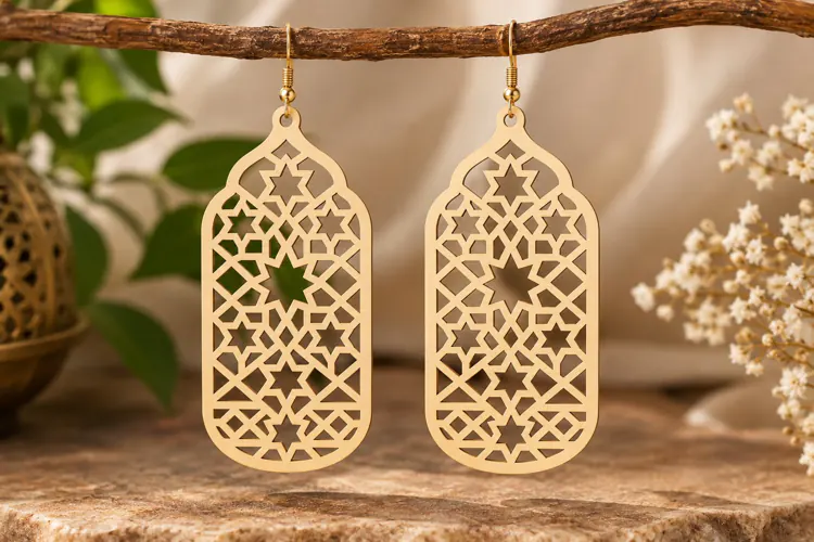 Geometric Arch Earrings Laser Cut SVG File geometric earring
