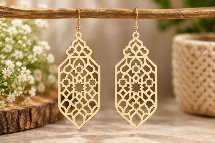 Geometric Arch Earrings Laser Cut SVG File geometric earring example image 1