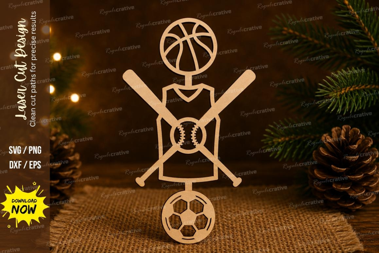 Multi Sports Ornament Laser Cut SVG File multi sports