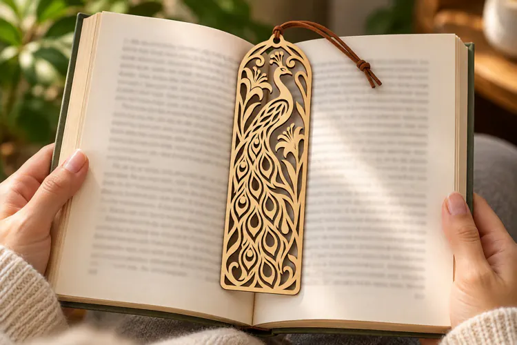 peacock feather bookmark, feather bookmark png, laser cut bo