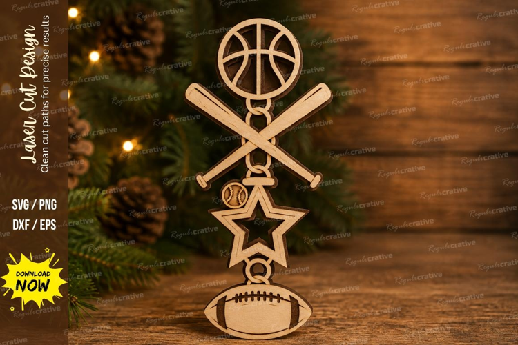Sports Star Ornament Laser Cut SVG File sports star svg,