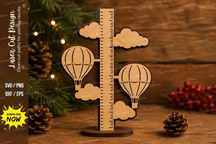 Hot Air Balloon Ruler Laser Cut SVG File hot air balloon example image 1