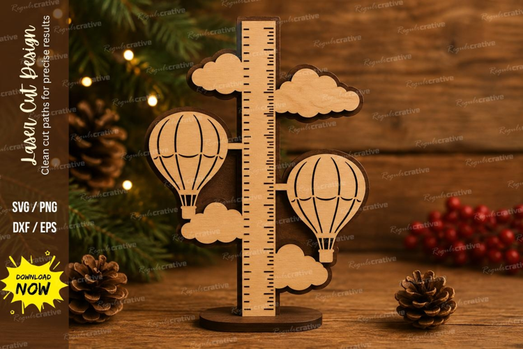 Hot Air Balloon Ruler Laser Cut SVG File hot air balloon