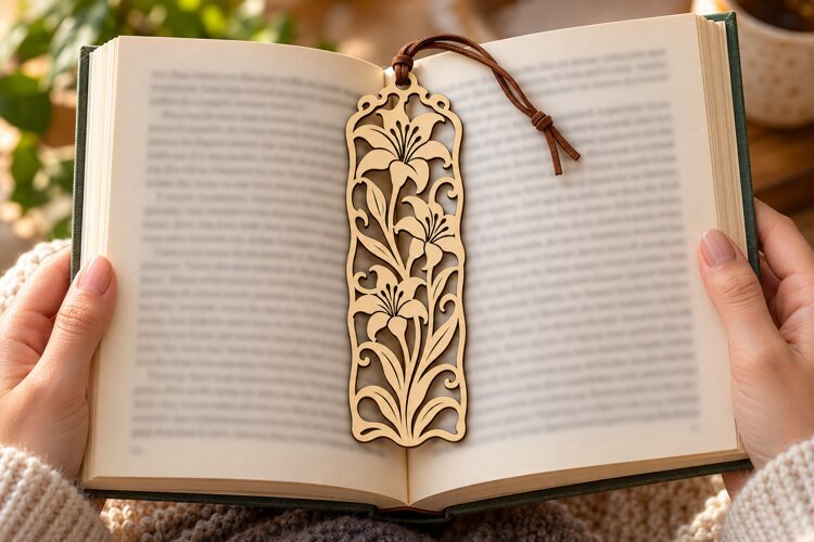 floral scroll bookmark, scroll bookmark png, floral bookmark example image 1